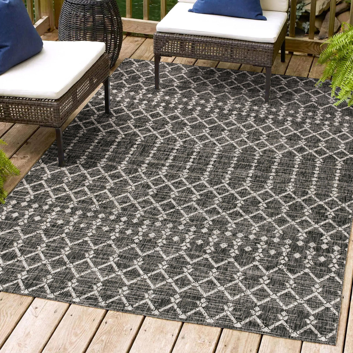 SMB108F-8 Ourika Moroccan Geometric Textured Weave Indoor Outdoor -Area Rug,