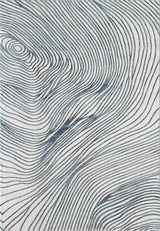 Contemporary Wave Print Area Rug 6' x 9' - Blue & White Turkish Rectangle Rug