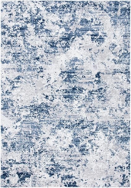 Amelia Collection Accent Rug - 2'2" x 4', Navy & Grey, Modern Abstract