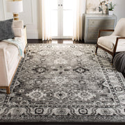 Vintage Hamadan Area Rug 8' x 10' - Grey & Black Oriental Persian Design