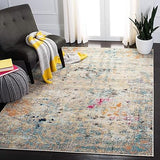 Madison Collection Area Rug - 5'3" x 7'6", Grey & Orange, Boho Abstract