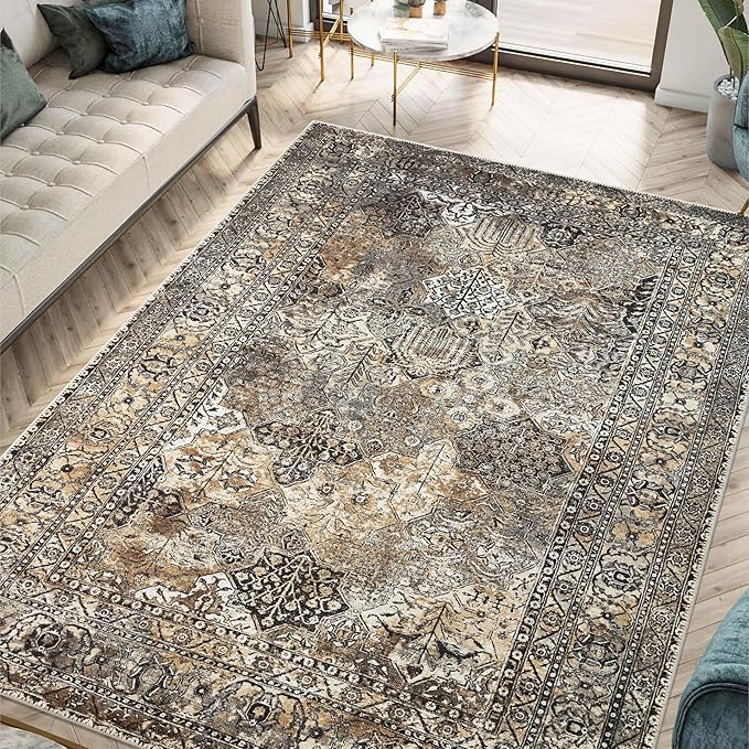 Machine Washable Area Rugs with Non-Slip Backing, Ideal for Hallway, Living Room