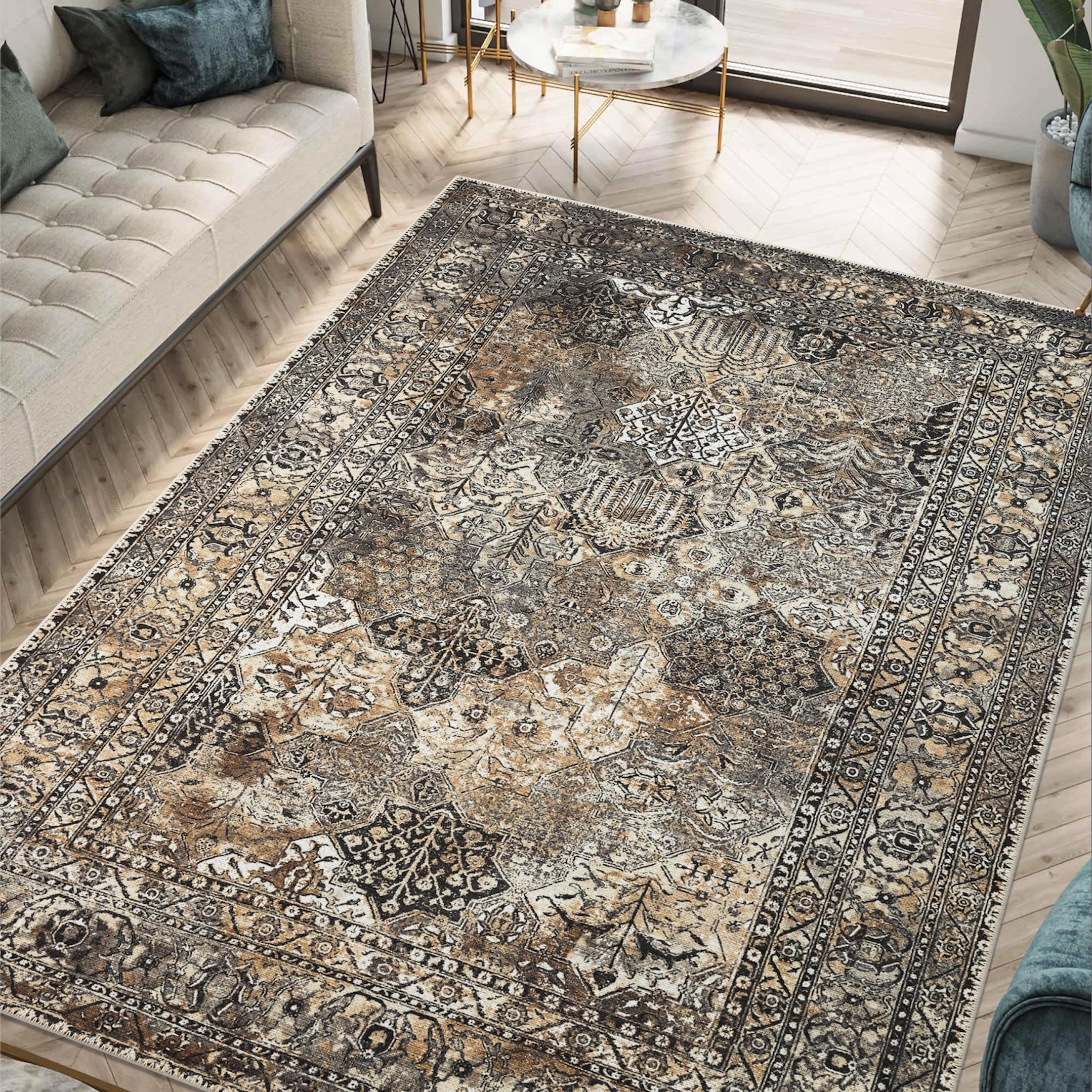 Machine Washable Area Rugs with Non-Slip Backing, Ideal for Hallway