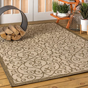 SMB107B-8 Madrid Vintage Filigree Textured Weave Indoor/Outdoor Beige/Brown 8 ft. x 10