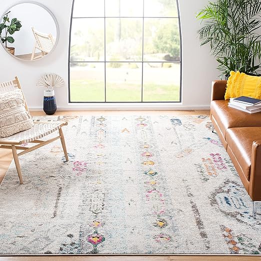 Madison Collection Area Rug 10' x 14' - Blue & Orange Boho Chic Tribal Design