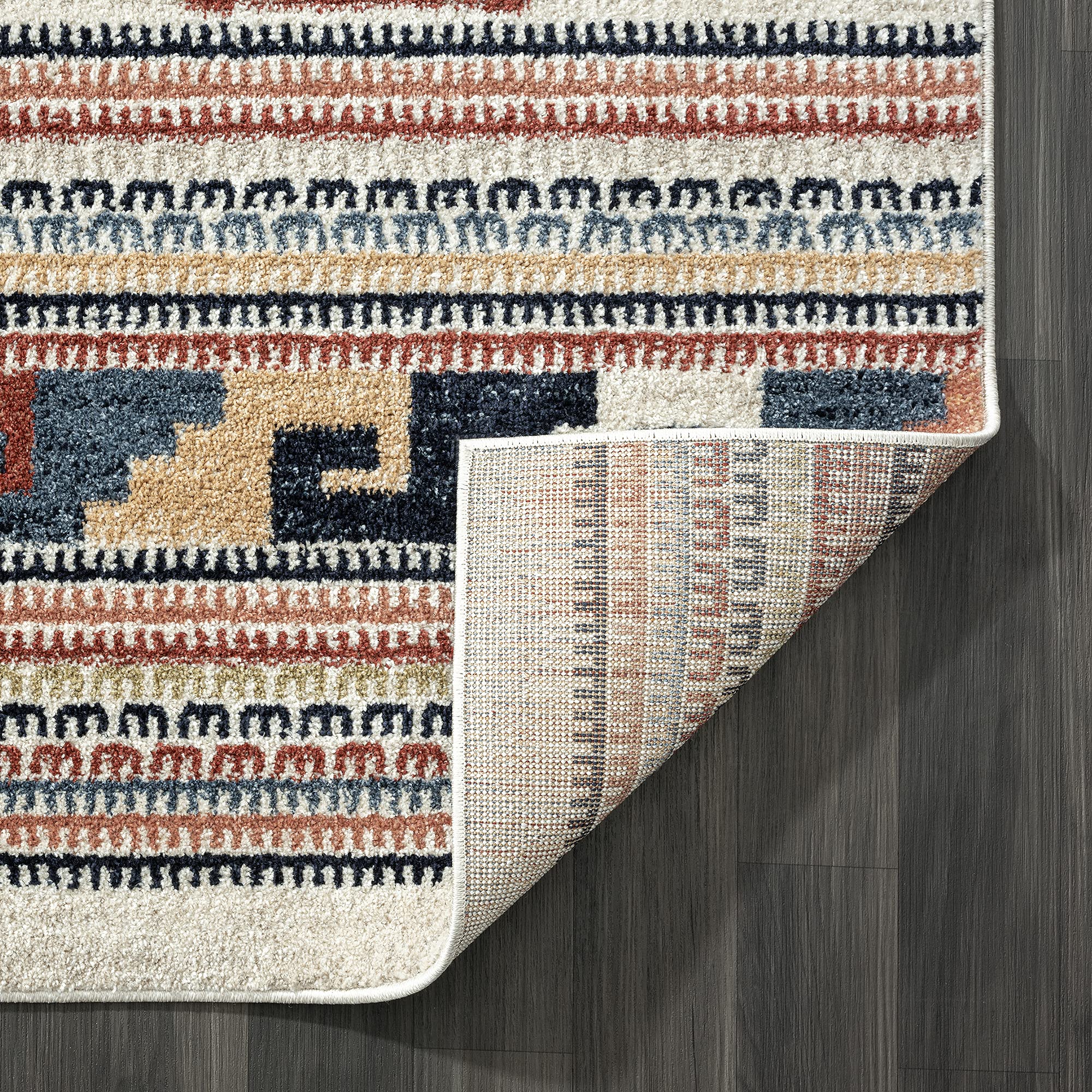 Abani Multicolor Southwestern Design 5'3" x 7'6" (5x8) Area Rug - Non-Shed Orange, Grey & Beige Tribal Pattern Dining Room Carpet Rugs