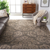 Florida Shag Area Rug 8'6" x 12' - Smoke & Beige Damask