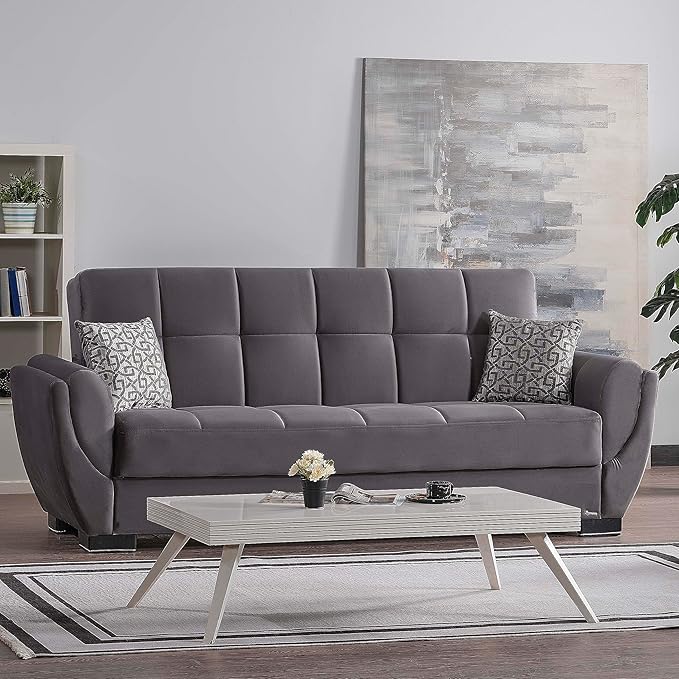 95" Convertible Sofa Bed with Storage, Firm, Fabric, 3 Seater