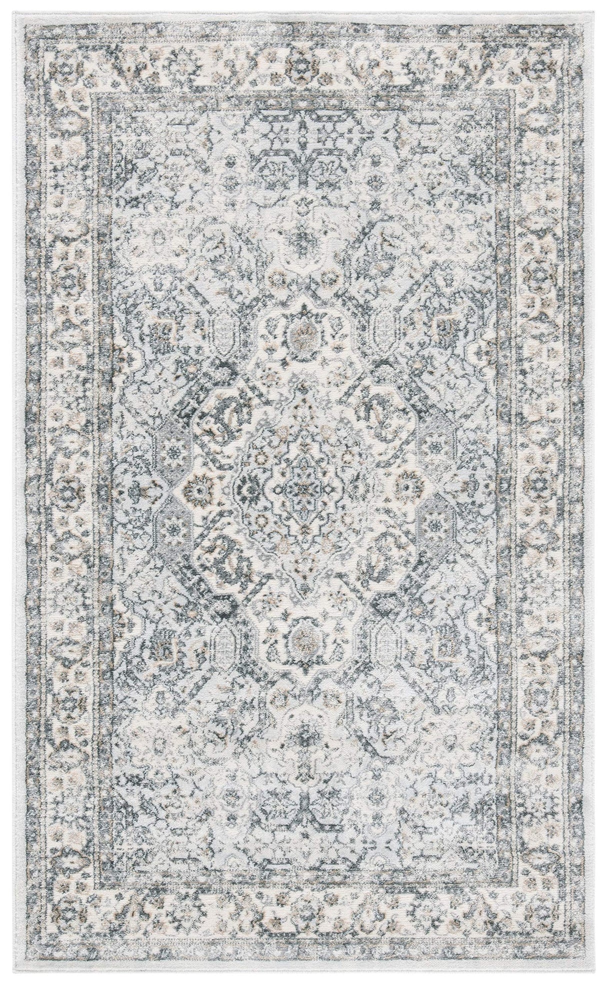 SAFAVIEH Isabella Collection Accent Rug - 3' x 5', Dark Grey & Cream, Oriental Design, Non-Shedding & Easy Care, Ideal for High Traffic Areas in Entryway, Living Room, Bedroom (ISA916H)