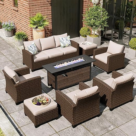 Patio Furniture Set, 5 Pcs Wicker Outdoor Conversation Set