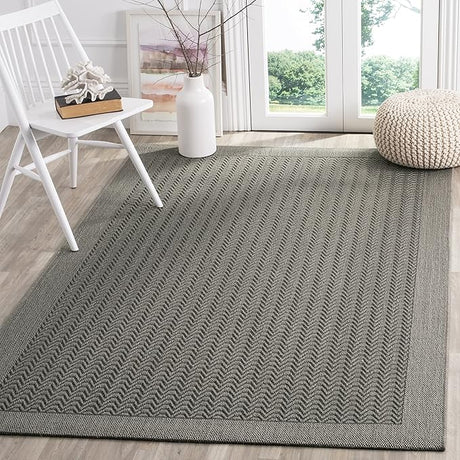 Palm Beach Collection Area Rug - 8' x 11', Silver, Sisal & Jute Design, Ideal for High Traffic