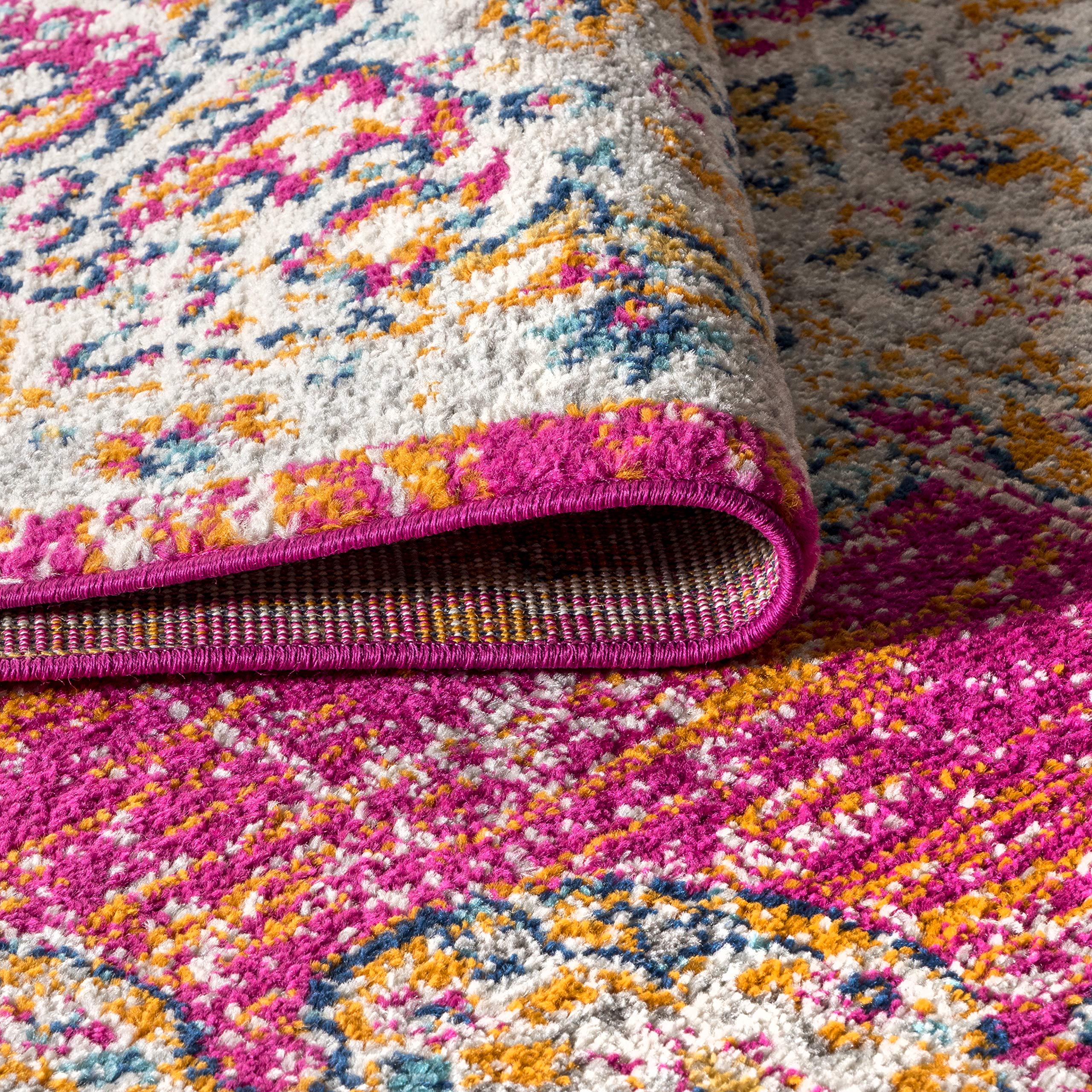 BMF104A-8 Bohemian FLAIR Boho Vintage Medallion Pink/Cream 8 ft. x 10 ft. Area-Rug