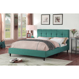 Modern Platform Bedframe With Wooden Slats, King Size, With Square Stitching Tufted