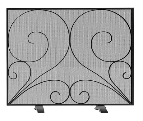 Single Panel Fireplace Screen Handcrafted Solid Wrought Iron Mesh, Heat-Resistant Fire Spark Guard