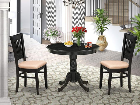 ANVA5-BLK-W 5 Piece Modern Dining Table Set Includes a Round Kitchen