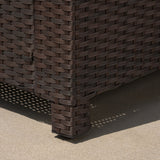 Christopher Knight Home Puerta Outdoor Wicker Loveseat with Cushions, Dark Brown / Beige Cushions