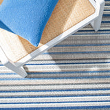 Cabana Collection Area Rug - 8' x 10', Grey & Blue, Stripe Design, Non-Shedding & Easy