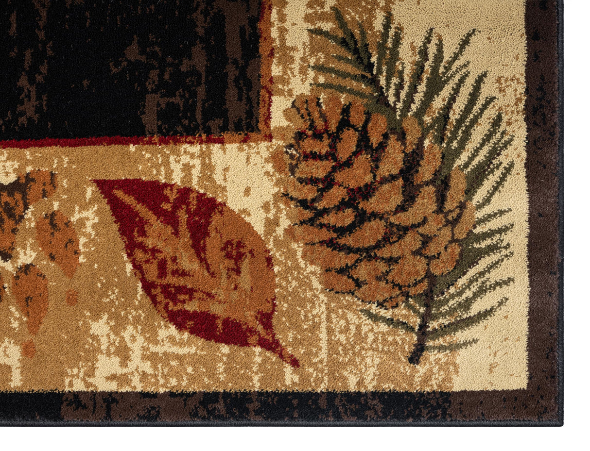 Nature Brown Area Rug 2x8 Runner - Machine Woven Turkish Design