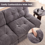 80" Chenille Cloud Deep Seat Overstuffed Couches for Living Room, Cozy Comfy Cloud Sofa with Solid Wood Frame,