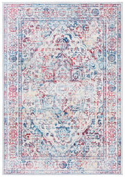 Brentwood Collection 8' x 10' Ivory/Blue BNT832B Medallion Distressed Non-Shedding