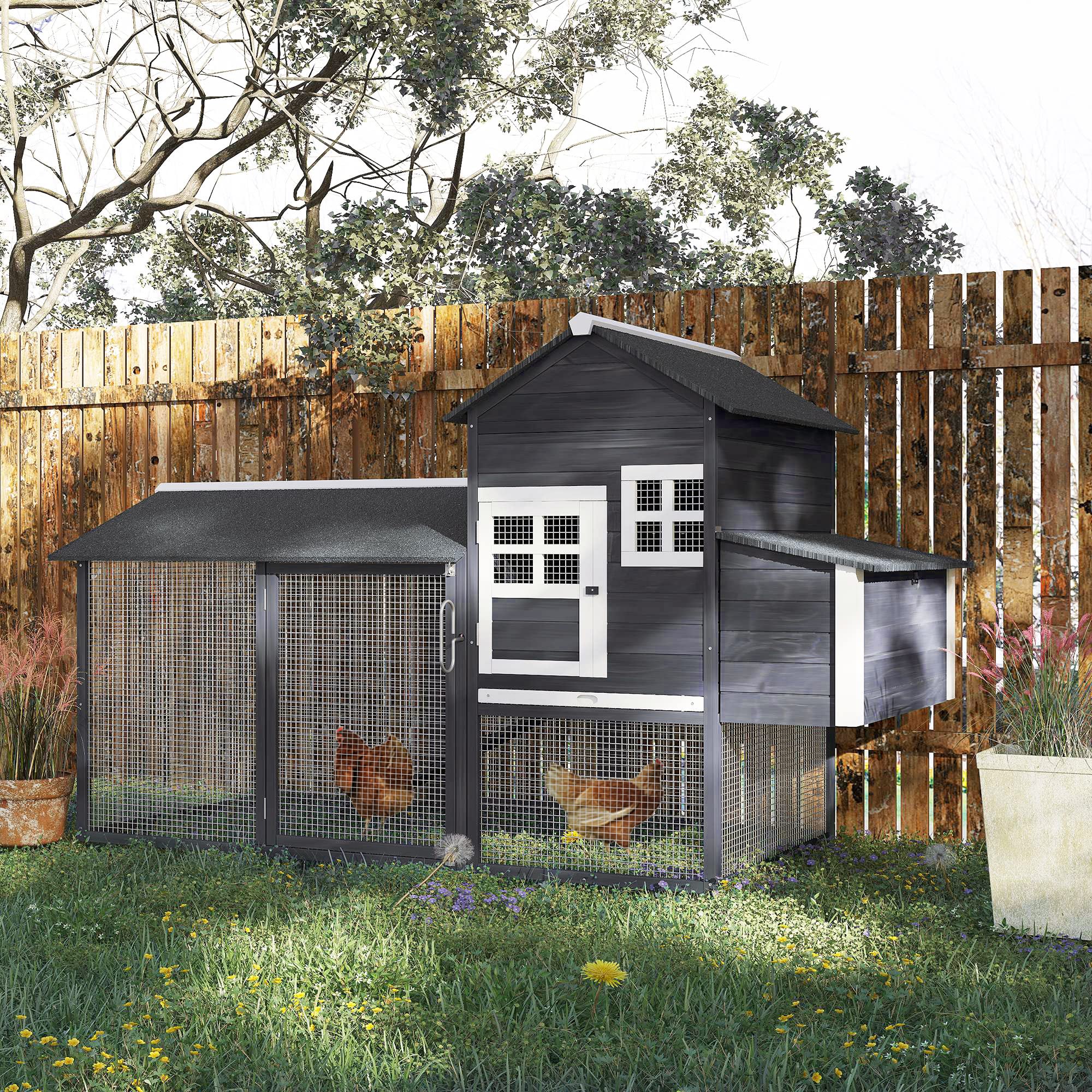 NestHaven Wooden Chicken Coop with Run & Nesting Box