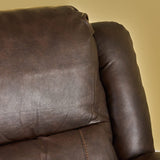 304566 Teresa Classic Tufted Leather Swivel Recliner, Dark Brown/Black