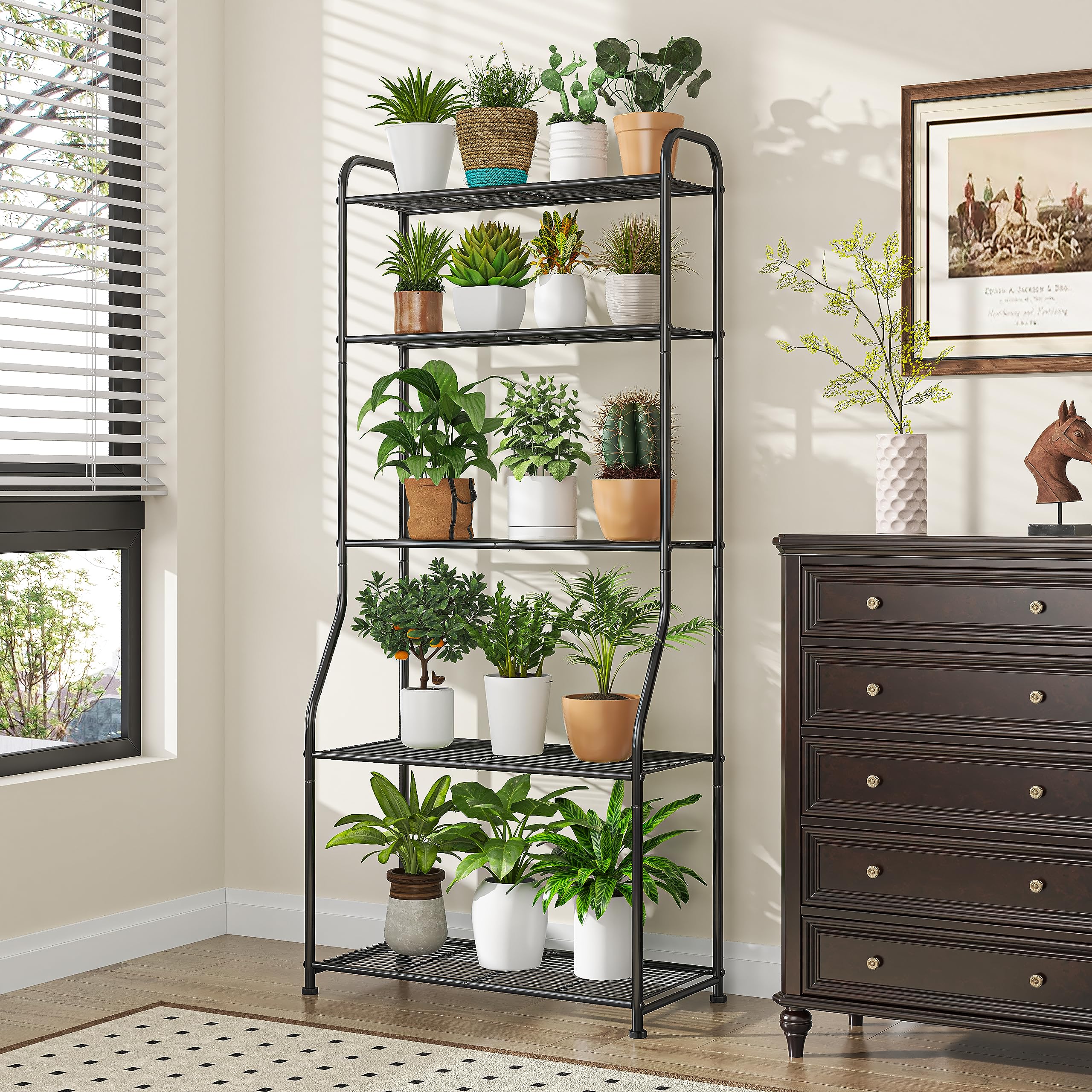 5-Tier Metal Plant Shelf – Tall Plant Stand