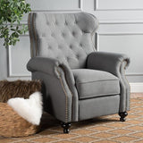 Waldo Tufted Wingback Recliner Chair(Warm Stone).