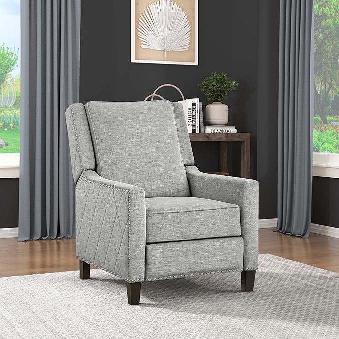 Fabric Push Back Reclining Chair, Navy Blue