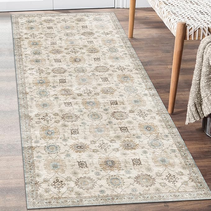 Machine Washable Area Rug Runner - Living Room Bedroom Bathroom Kitchen Entryway