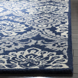 Blossom Collection Accent Rug - 3' x 5', Navy & Ivory, Handmade Wool