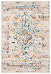 Madison Collection Area Rug - 5'3" x 7'6", Cream & Blue, Boho Distressed Medallion Design