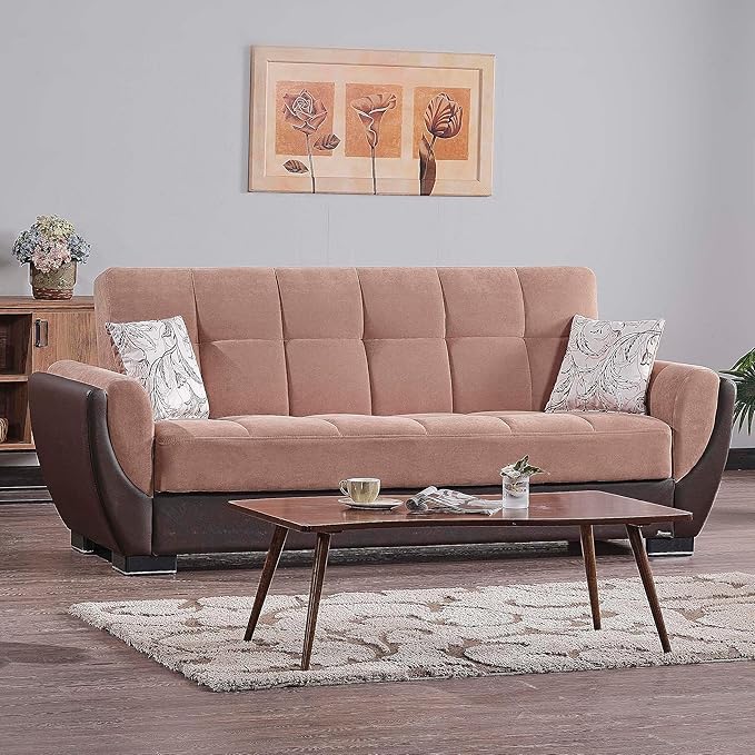 95" Convertible Sofa Bed with Storage, Firm, Fabric, 3 Seater