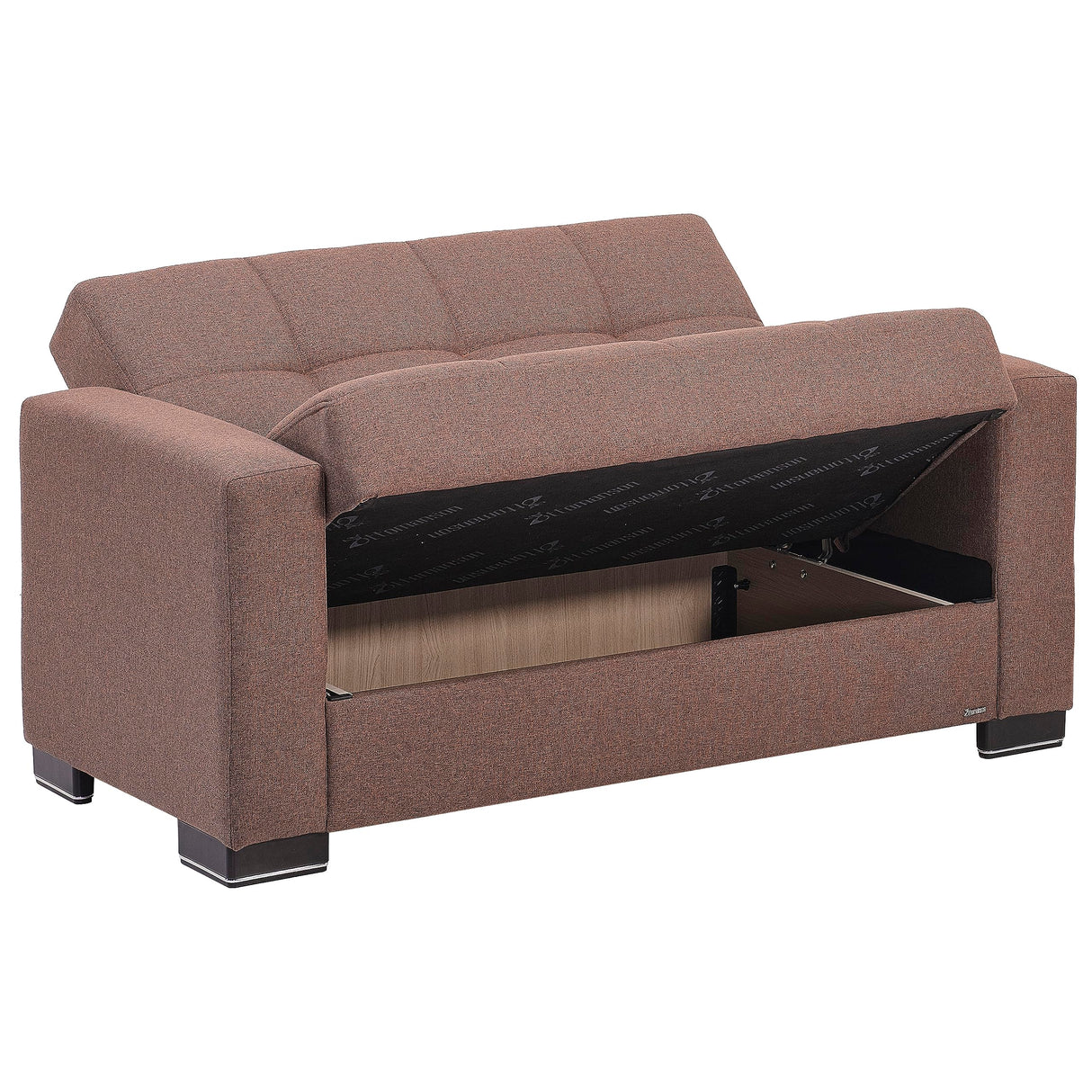 Sweet Home Stores ARM Collection 72" Loveseat with Storage, Firm, Fabric, 2 Seater, Convertible Small Sleeper Couch Bed for Living Room or Home Office, Brown-12