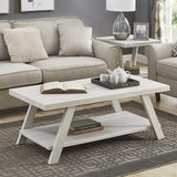 Athens Contemporary Wood Shelf Coffee Table, White