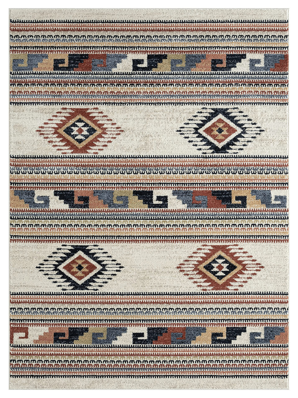 Multicolor Southwestern Area Rug 5x8 - Orange Grey Beige Tribal Pattern
