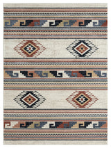 Multicolor Southwestern Area Rug 5x8 - Orange Grey Beige Tribal Pattern