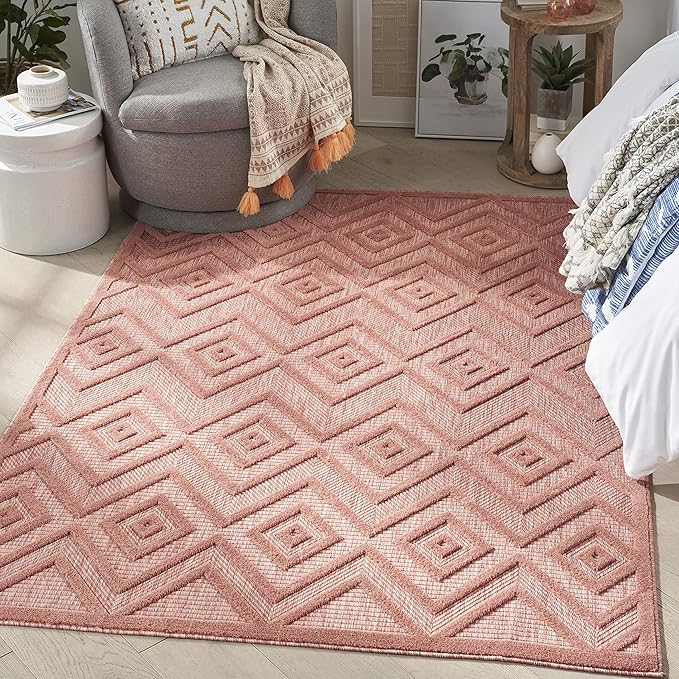 Versatile Indoor/Outdoor Denim Blue 7' x 10' Area Rug, Easy Cleaning