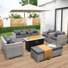 Outdoor Patio Furniture Set Grey Wicker 7 Piece Couch Sets