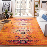 Monaco Boho Area Rug 10' x 14' - Orange Multi Abstract Distressed Design