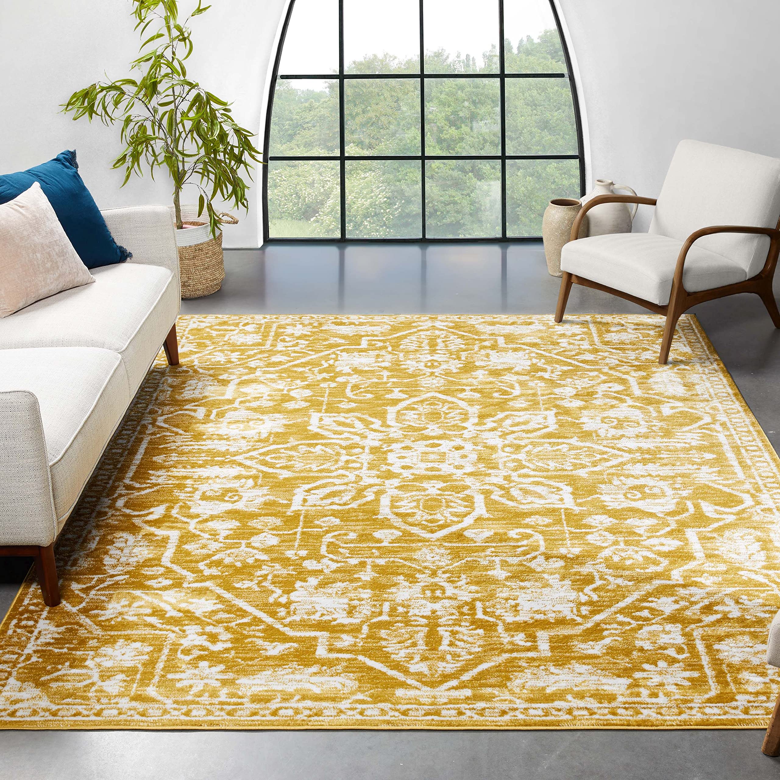 Dazzle DISA Vintage Medallion Gold Soft 7'10" x 9'10" Area Rug