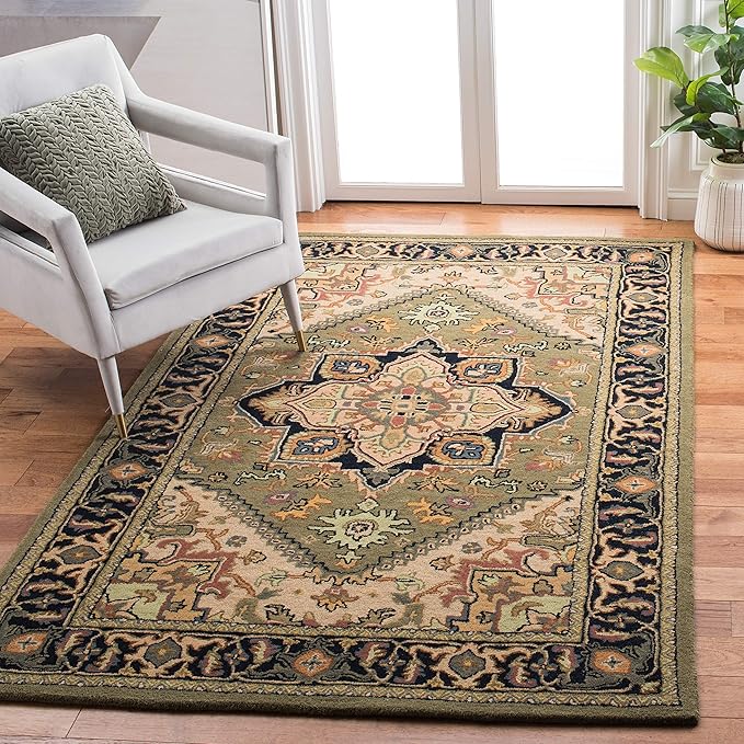 Heritage Collection Area Rug - 5' x 8', Black & Gold, Handmade Traditional