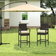 Outdoor Bar Stools Set of 2, Patio Wicker Chairs with Armrests