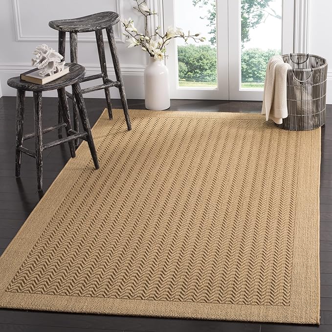 Palm Beach Collection Area Rug - 8' x 11', Silver, Sisal & Jute Design, Ideal for High Traffic