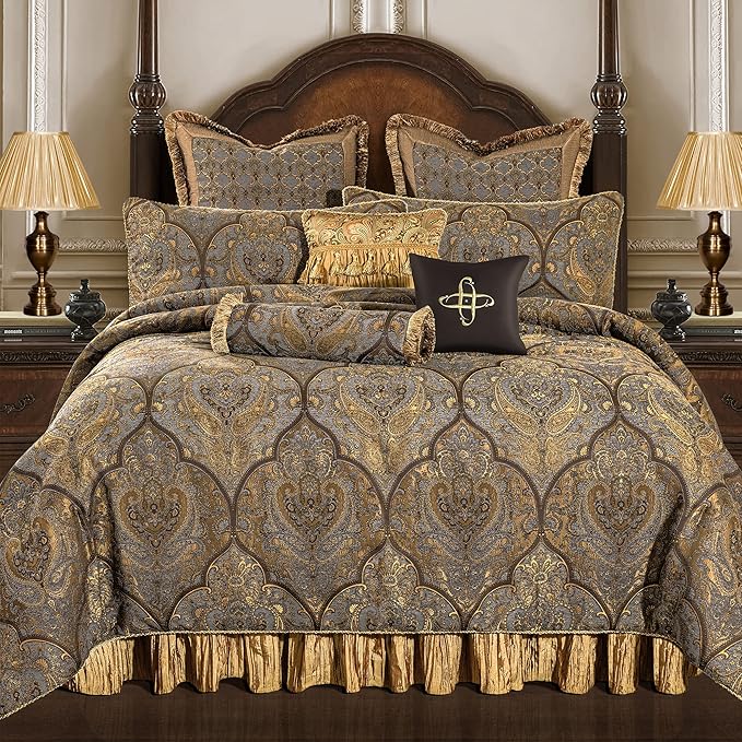 Jacquard Comforter Set-9 Piece, Luxury Classic Antique Comforter Set King