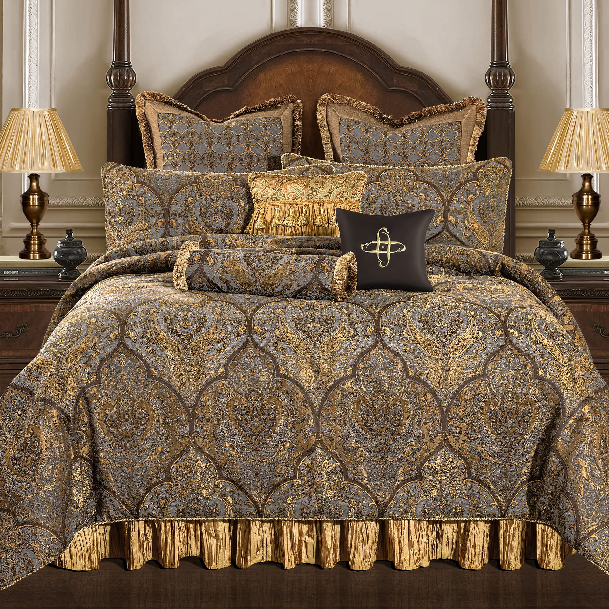 Jacquard Comforter Set-9 Piece, Luxury Classic Antique Comforter Set King