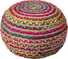 Boho Beauty Braided Pouf Ottoman, 14" x 20", Multicolor