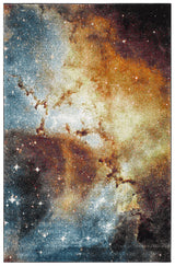 Galaxy Collection 4' x 6' Orange / Multi GAL109D Abstract Non-Shedding