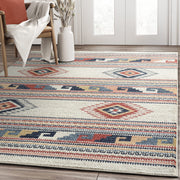 Multicolor Southwestern Area Rug 5x8 - Orange Grey Beige Tribal Pattern