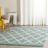 Dallas Shag Collection 8' Square Seafoam / Ivory SGD258C Trellis Non-Shedding